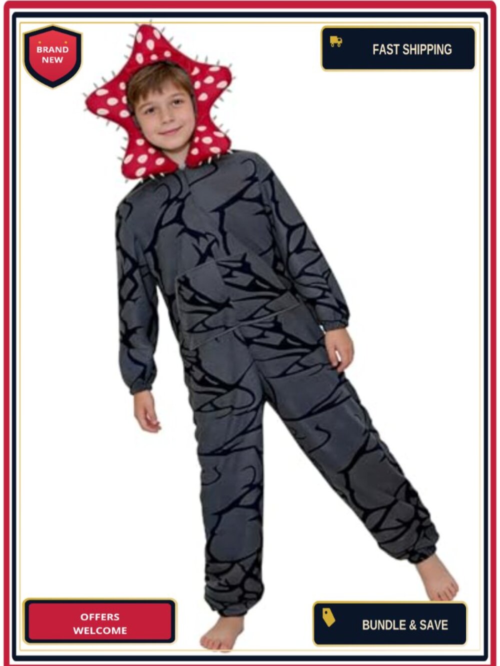 Unisex Adult Hooded One-Piece Pajama Jumpsuit Fleece Loungewear - Picture 2 of 6